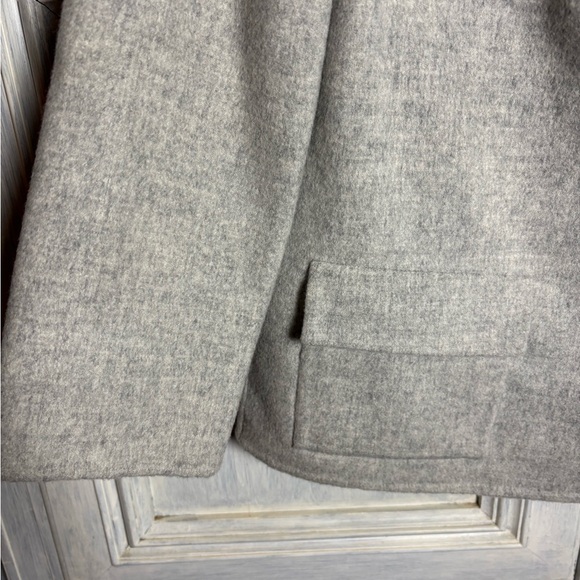 Talbots Grey Wool 3/4 Sleeve Button Back Structured Blouse Jacket Office Luxury - Picture 2 of 7